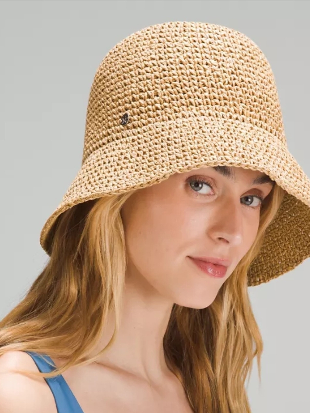 lululemon Crochet Paper Bucket Hat Beige Solid Logo Women’s Size M/G Travel